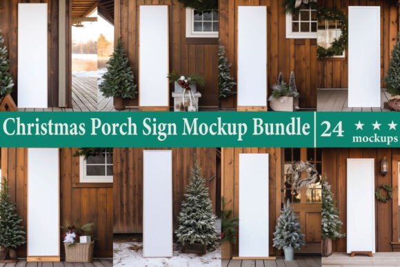 Christmas Porch Sign Mockup Bundle: Graphics & Product Mockups