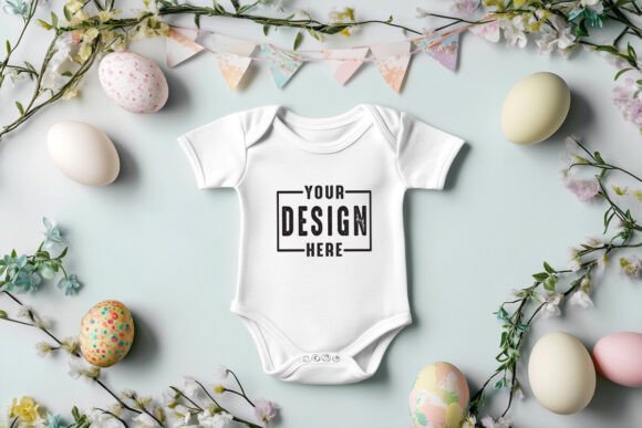 Easter Baby Bodysuit Mockup: Graphics & Product Mockups