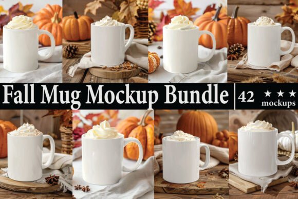 Fall Mug Mockup Bundle: Graphics & Product Mockups
