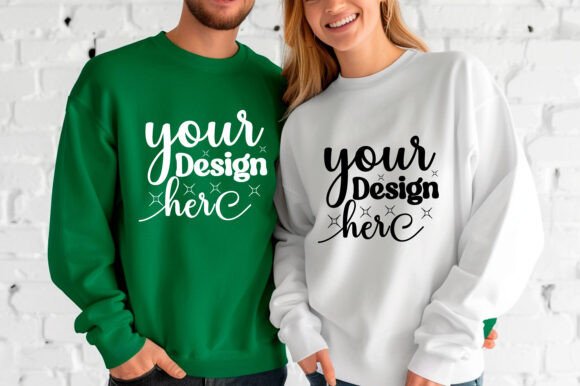 Gildan 18000 Couple Mockup 50: Graphics & Product Mockups