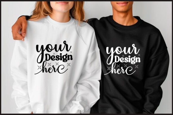 Gildan 18000 Couple Mockup: Top Graphics