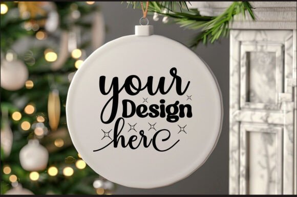 Reviewing Round Christmas Ornament Mockup 34