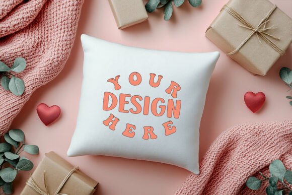 Valentine Pillow Mockup: Graphics for Product Mockups